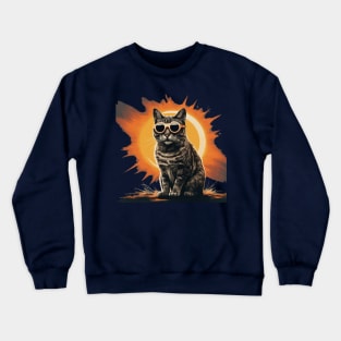 Cute Cat Wearing Solar Eclipse Glasses Crewneck Sweatshirt